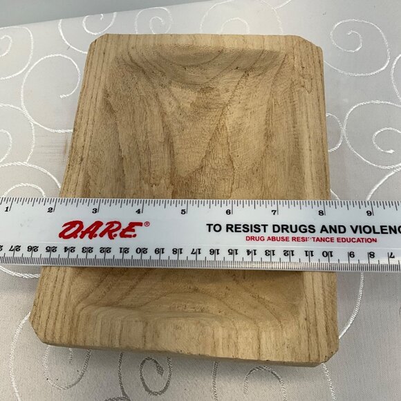 Wooden Rectangular Serving Dough Bowl Tray Natural Wood Finish 7.5" X 5.5" - Picture 5 of 6